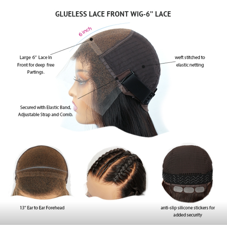 Glueless lace front wig-6'' lace
